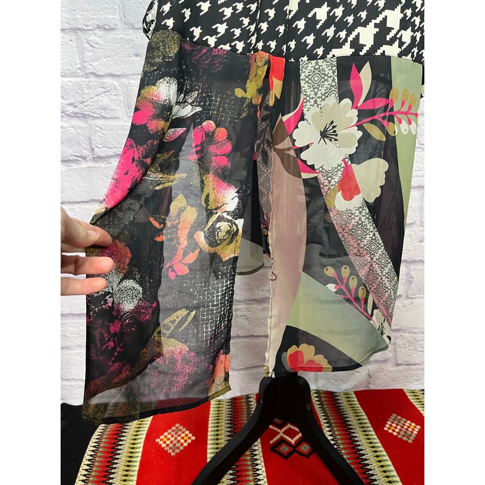 John Mark Boho Sheer Patchwork Houndstooth Long B… - image 4